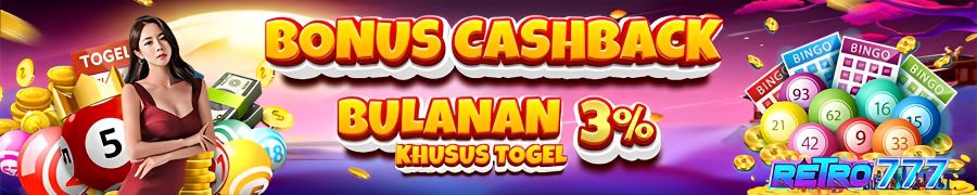 Bonus Cashback Bulanan 3% Khusus Togel